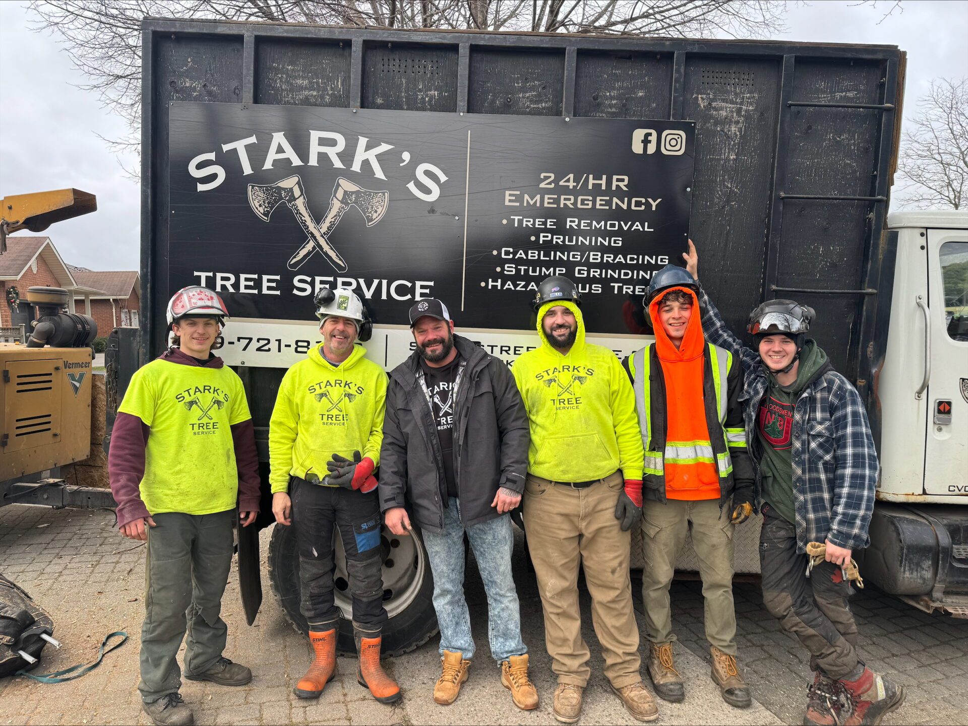 Stark's Tree Removal founder and workers at a recent job.